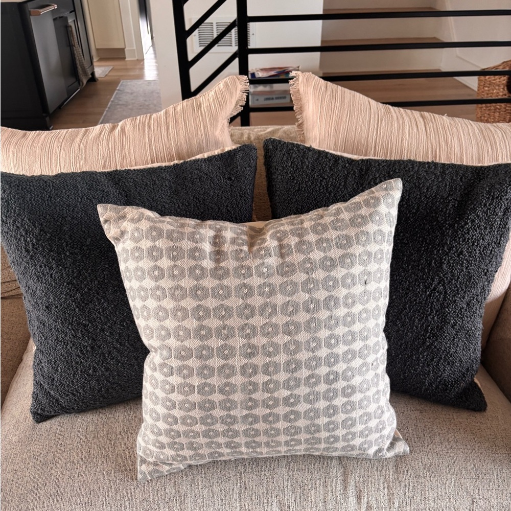 Neutral Patterned Decorative Throw Pillow - Beige and Gray